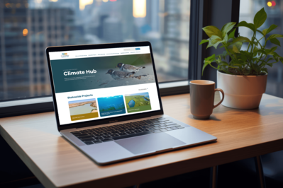 Climate Hub site on a laptop
