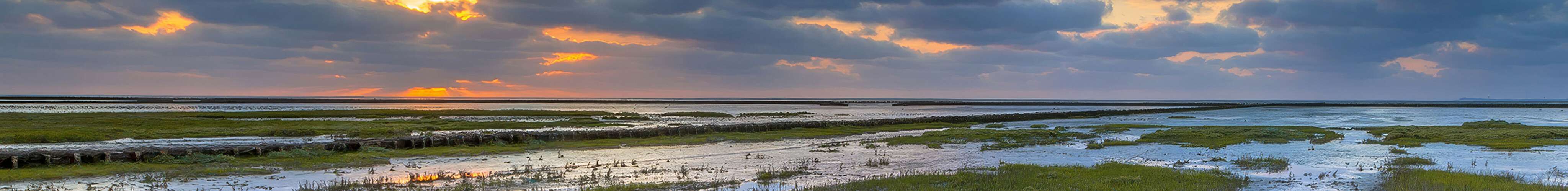 Panoramic view of a flooded plain